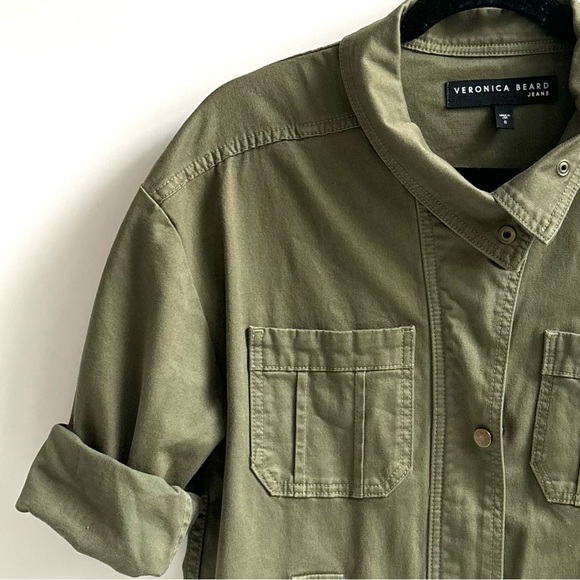 Veronica Beard Paulette Belted Jacket Olive Green Abbreviated Sleeves Small - Picture 4 of 17